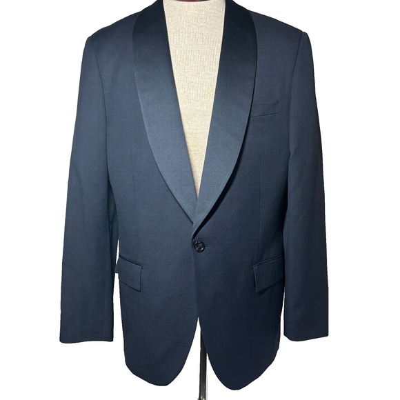 JCREW Ludlow Tuxedo; Shawl Collar 42R Tollegno Pure Wool Suit Jacket Navy Blue L - Picture 1 of 10